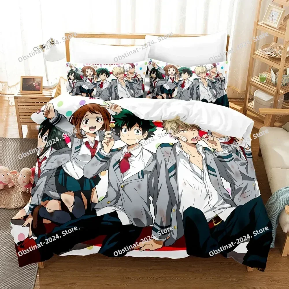 2014 My hero academia Bedding Set Printed Bed Set With Pillowcase Duvet Cover Soft Single Double Queen Super King Size Bedroom