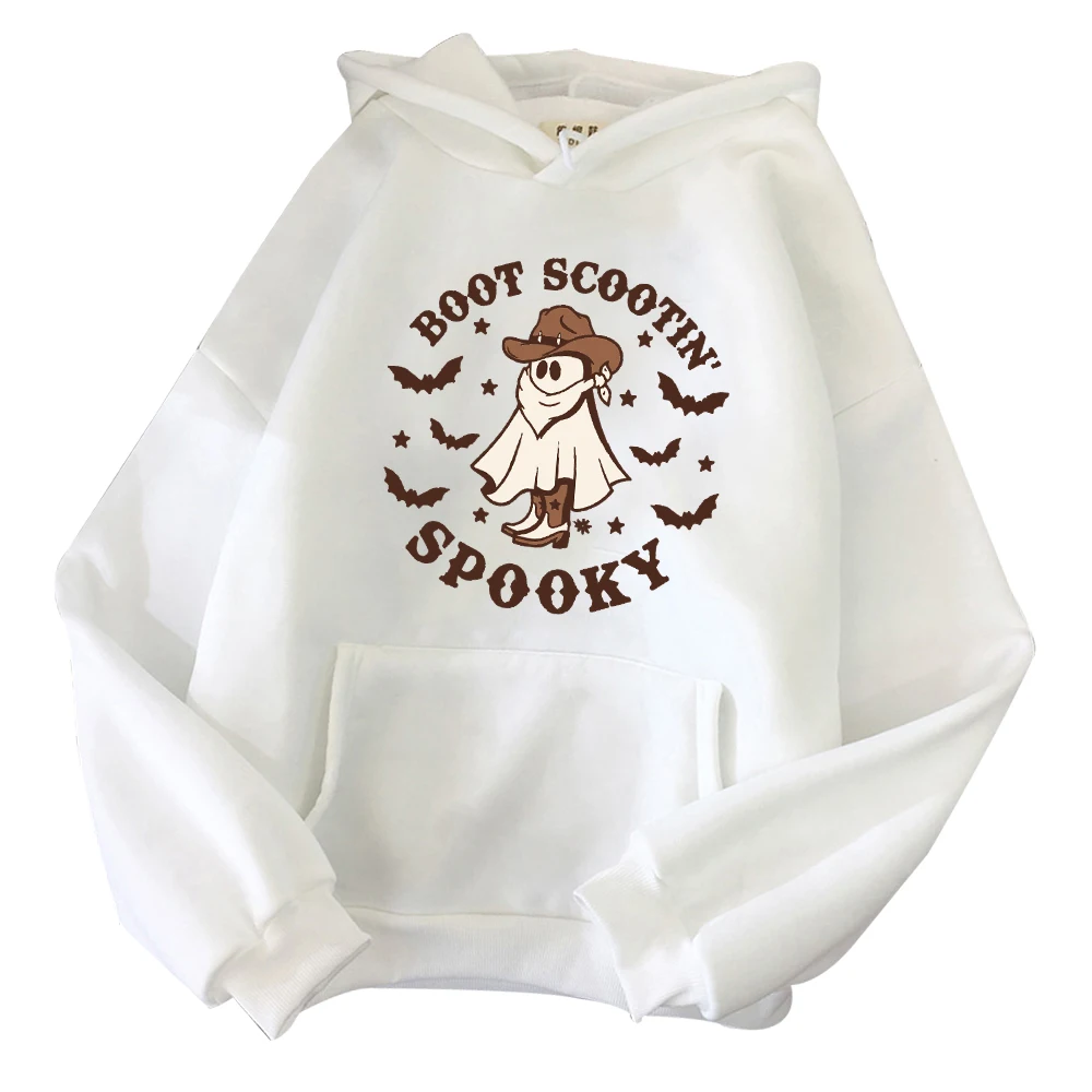 Boot Scoot Spooky Hoodie Western Ghost Hoodie Retro Halloween Design Hoodie Harajuku Pullover Tops Streetwear Unisex