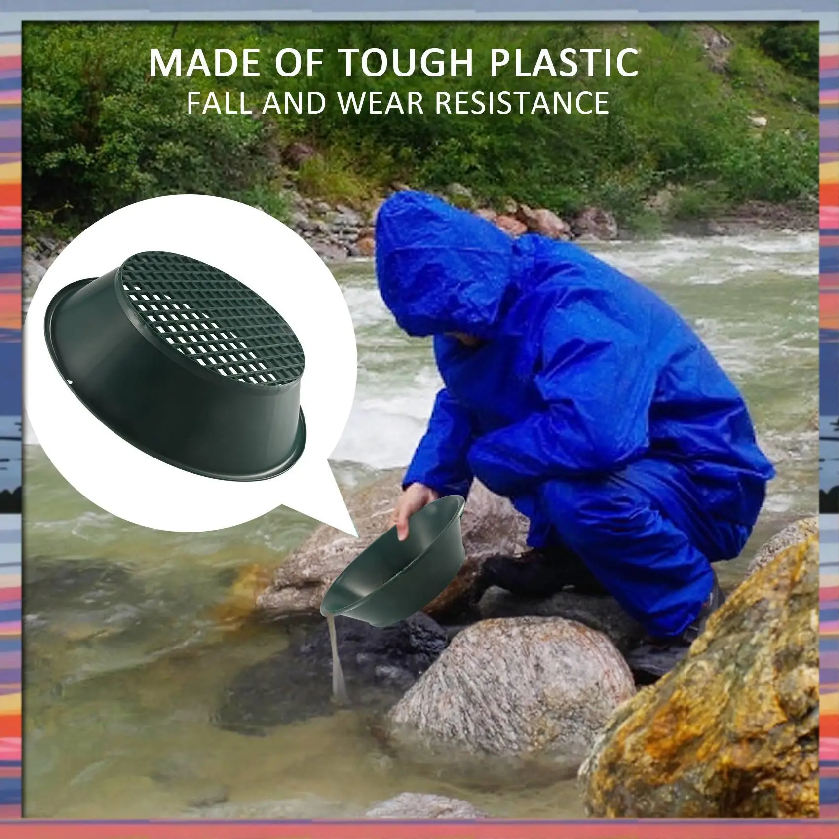

AFBC 1Pc Green Gold Pan Sifting Classifier Mesh Screen Mining Sifter Metal Detecting Tool Panning Classifier 34X34x10cm