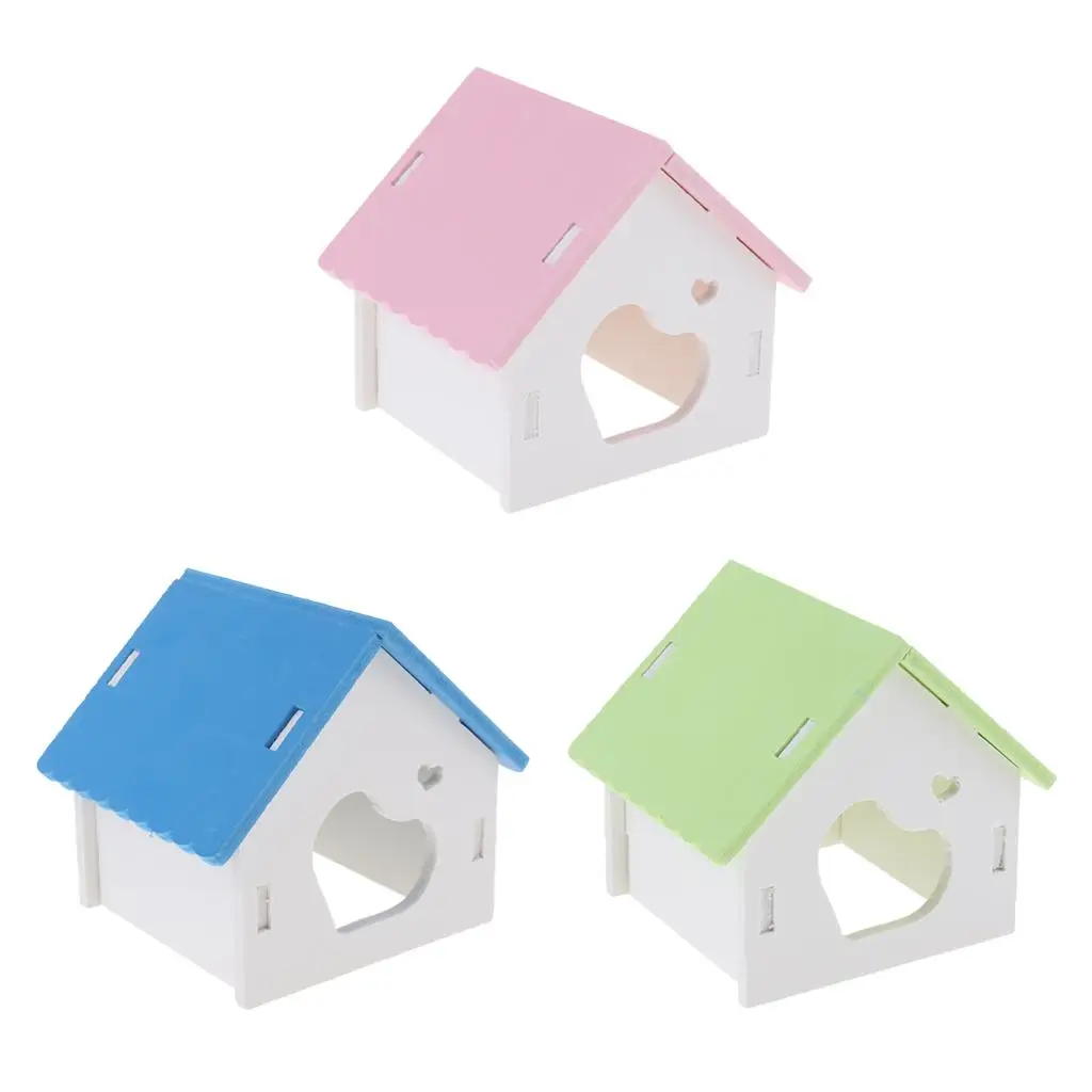 Hamster house wooden small animals pet rat gerbil hiding place wooden hut