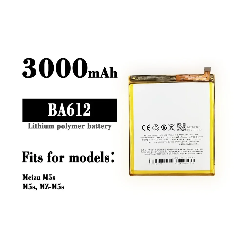 New  BA612 Battery For Meizu 5S M5S M612Q M612M M612H 3000mAh Smart Phone +Tracking Number