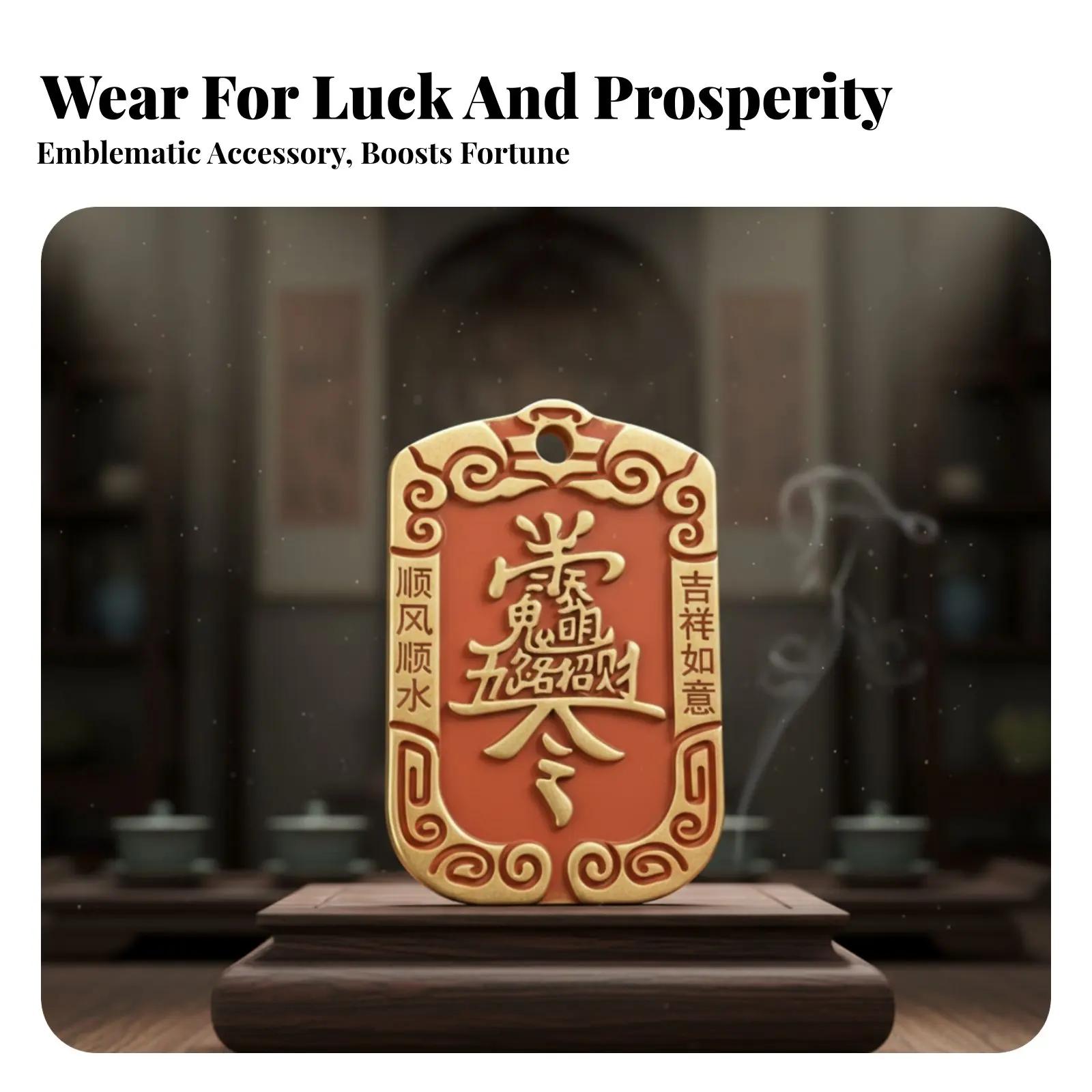 

Brass Taoist Wealth God Coin Necklace, Zhao Gongming, Antique Design, Lucky Copper Mystical Keepsake, Unique Shaped Hanging