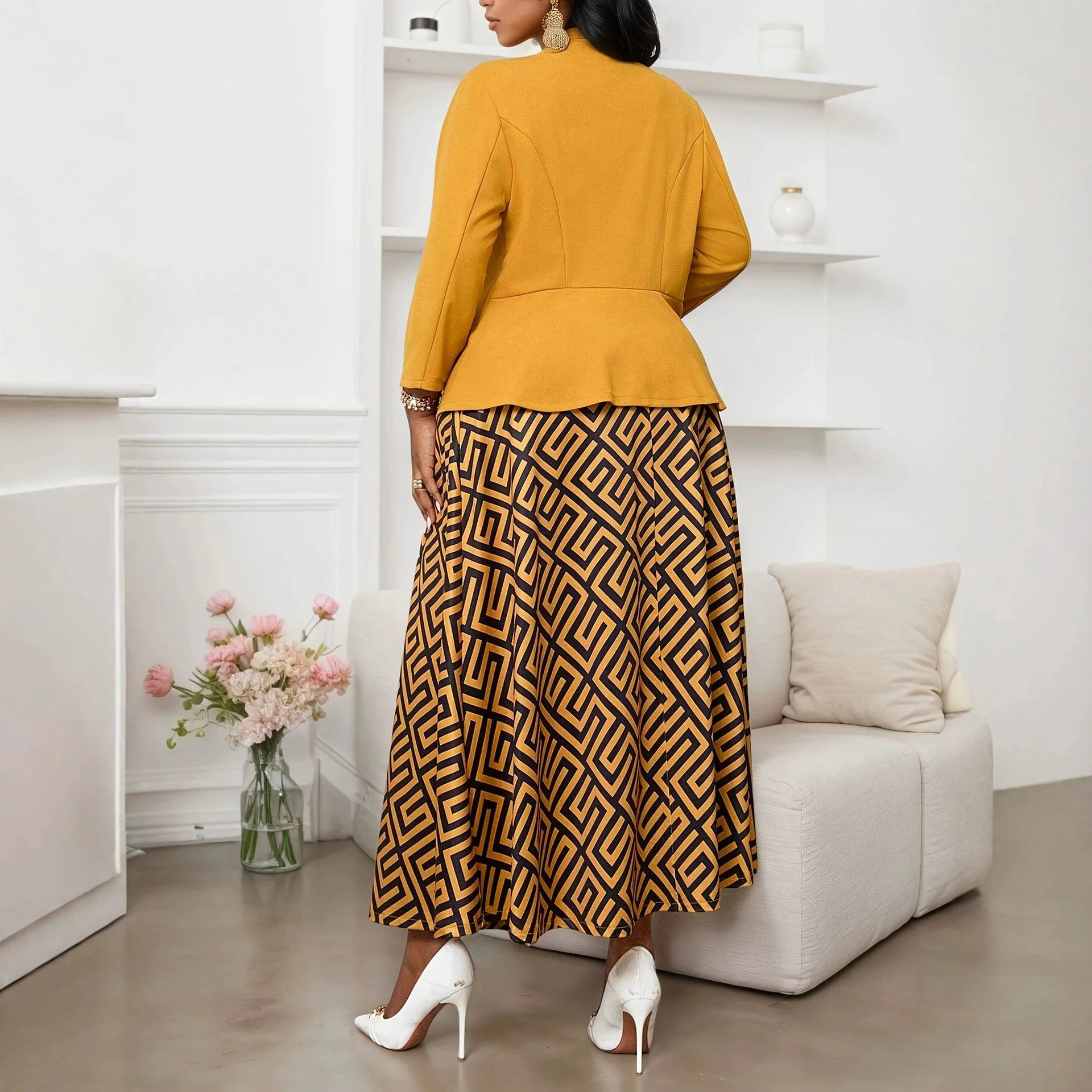 2 Piece Set XL-4XL Plus Size Clothes Dresses Women Robes Long Sleeve Street Style Casual 3XL 4XL Big Size Maxi Dress Oversized