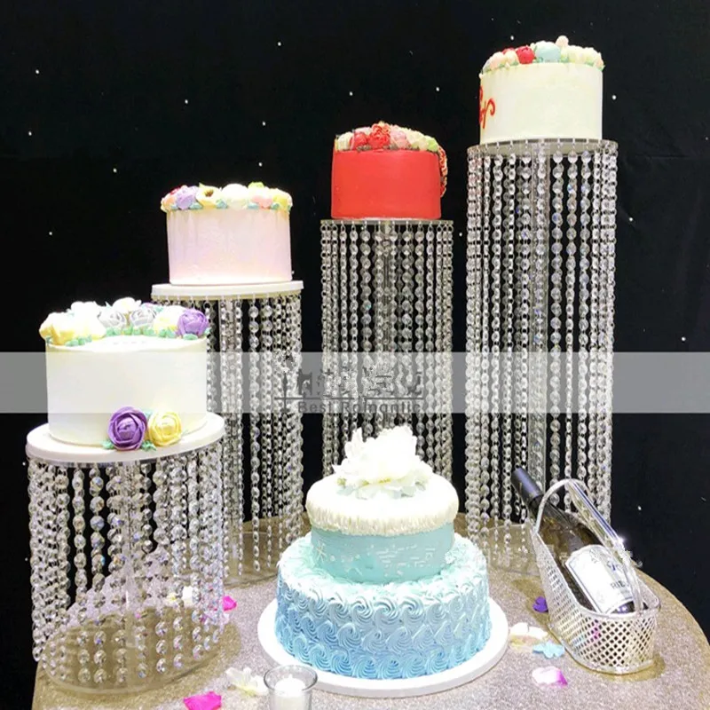 4pcs/set Crystal wedding Birthday cake stand Party Table Top Decorations Centerpieces Display Supplies