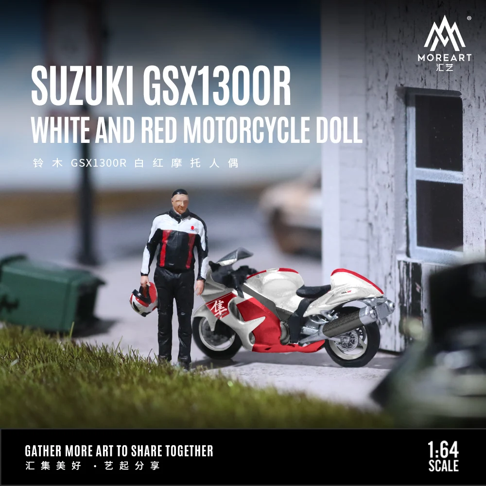 

Presale*MoreArt 1:64 Suzuki GSX1300R white and red motorcycle action figure set-Delivery in December