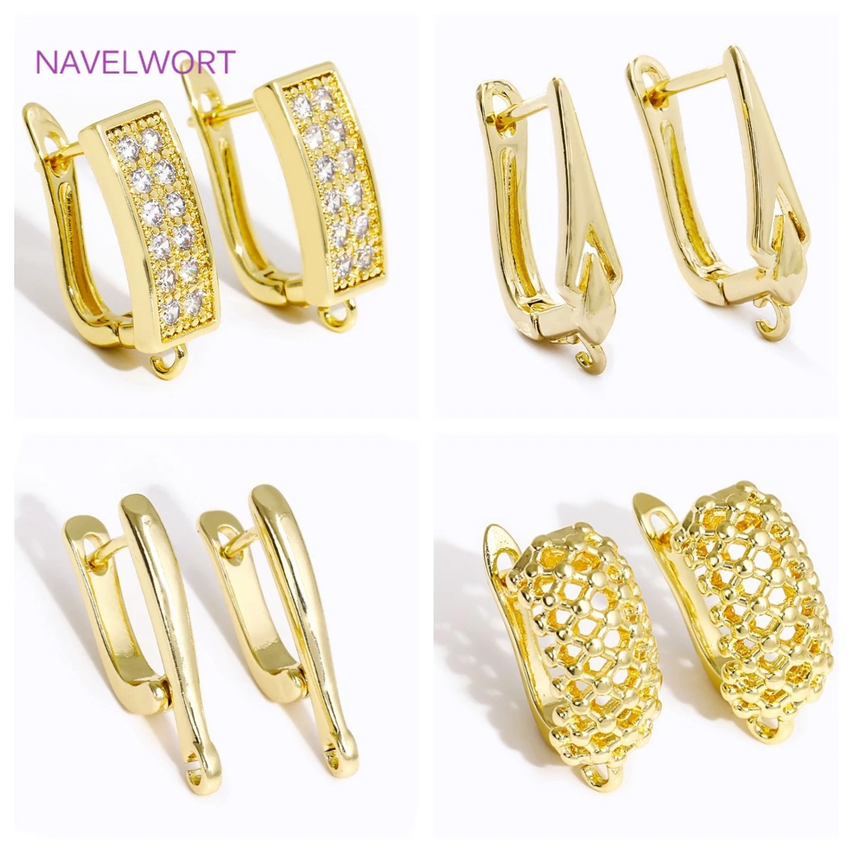 18K Gold Plated Brass Earring Clasps Hooks Shvenzy Earwire Fastener Findings For DIY Fashion Women Earrings Making Accessories