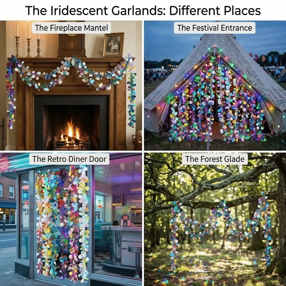 3D Shiny Metallic Foil Decorations DIY Twist Festive Wedding Hanging Garland Flexible Celebration Wreath