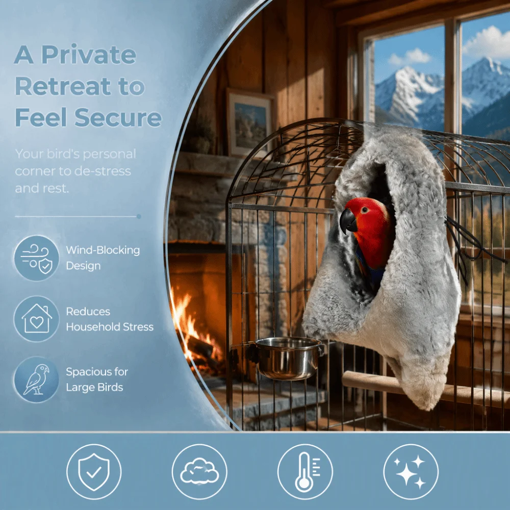 Cozy Cotton Fleece Bird Cage Blanket Hanging Design Warm Material Cuddle Roost Corner Shape Comfort Bed Snuggle Hut For Eclectus