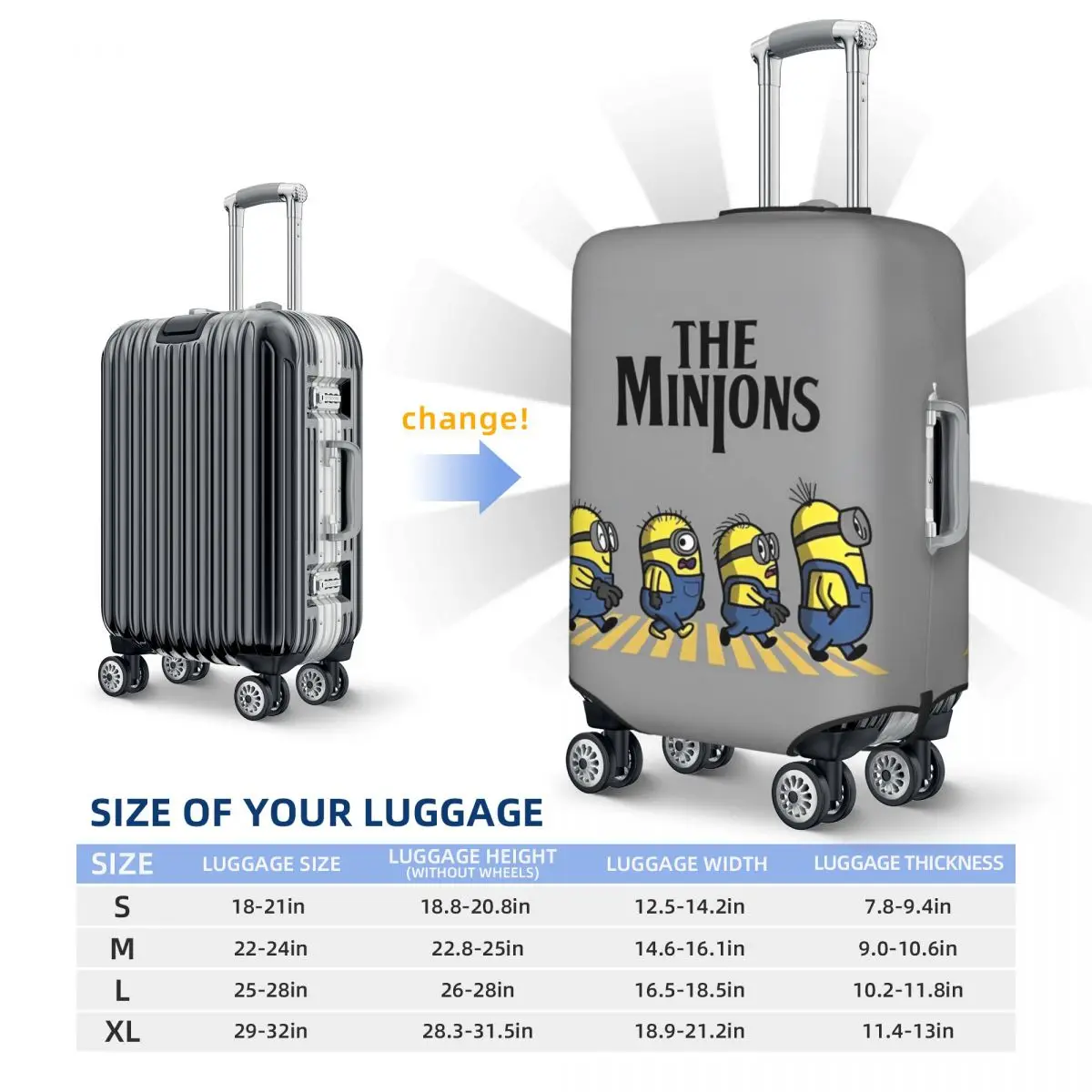 Minions The Rise Of Gru Walk Suitcase Cover Fun Cartoon Business Protection Luggage Accesories Vacation