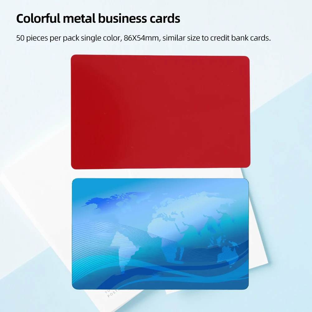 50 قطعة من بطاقات الأسماء المعدنية متعددة الألوان، بطاقات عمل معدنية من سبائك الألومنيوم متعددة الأغراض، قرص فارغ، مسطح ناعم لعملاء المكاتب #4