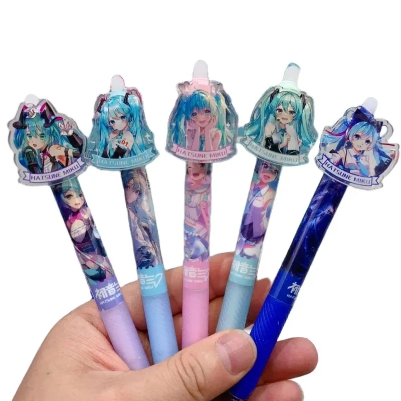 2/4/6 قطعة ل Hatsune Miku طالب القرطاسية قابل للمسح هلام القلم لطيف أنيمي المحيط ماجيك سهلة مسح الأزرق الصحافة القلم الهدايا