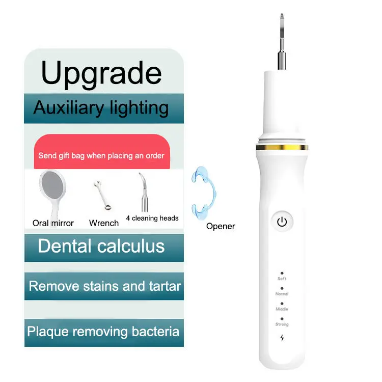 

Household Dental Scaler Ultrasonic Electric Tooth Cleaner Tooth Scaler Dental Calculus Remover 4 Modes with LED Spotlight