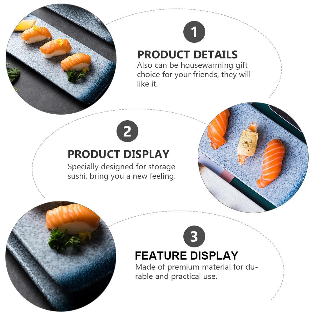 

1Pcs Sushi Plate Practical Japanese Style Dish Ideal for Sushi Dumplings Dessert Serving Tray Food Tray