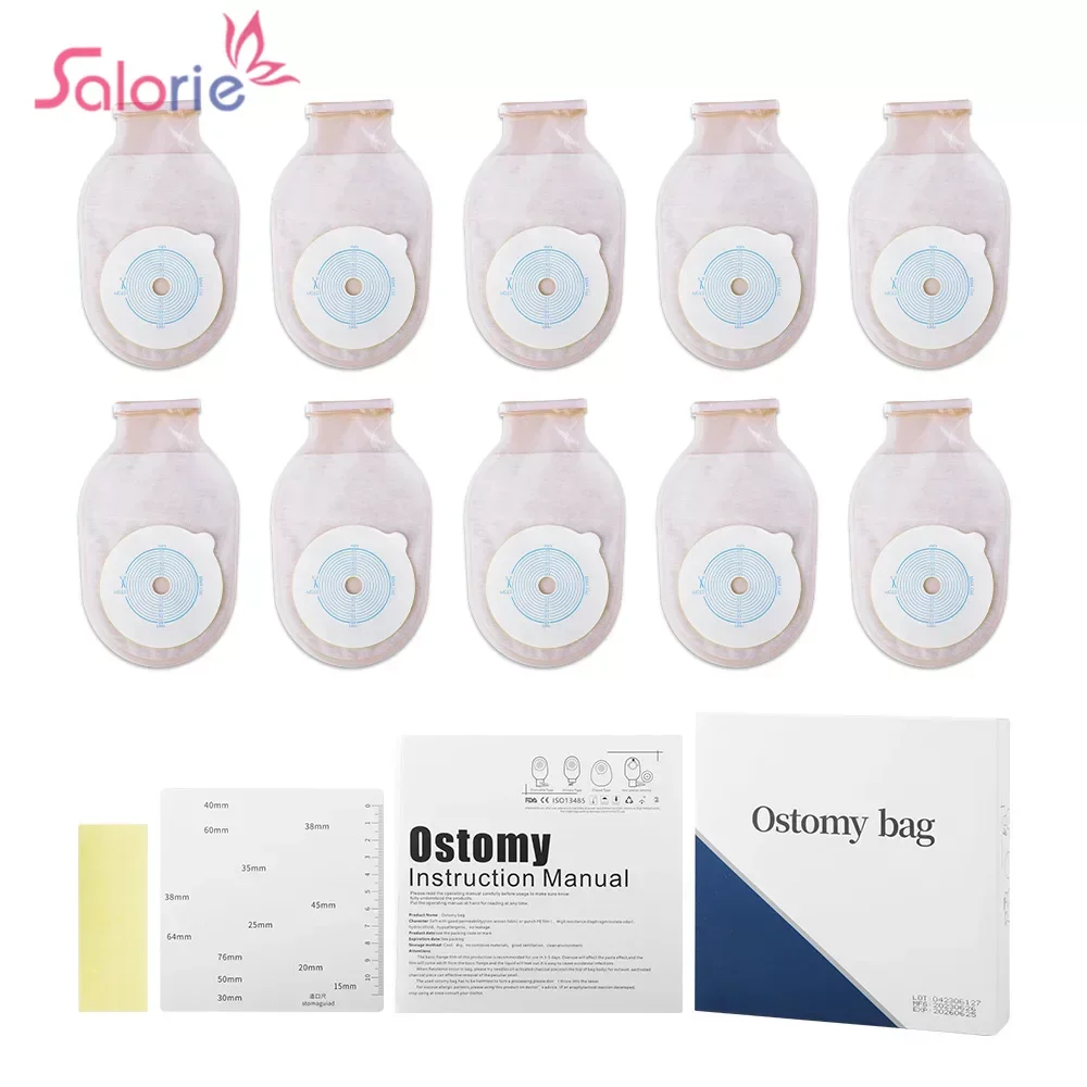 10pcs 65mm Colostomy Bags Stoma Pouch Bags One-piece Open Ostomy Bags with Clip Closure Translucent Colostomy Bag Ostomy Pouch