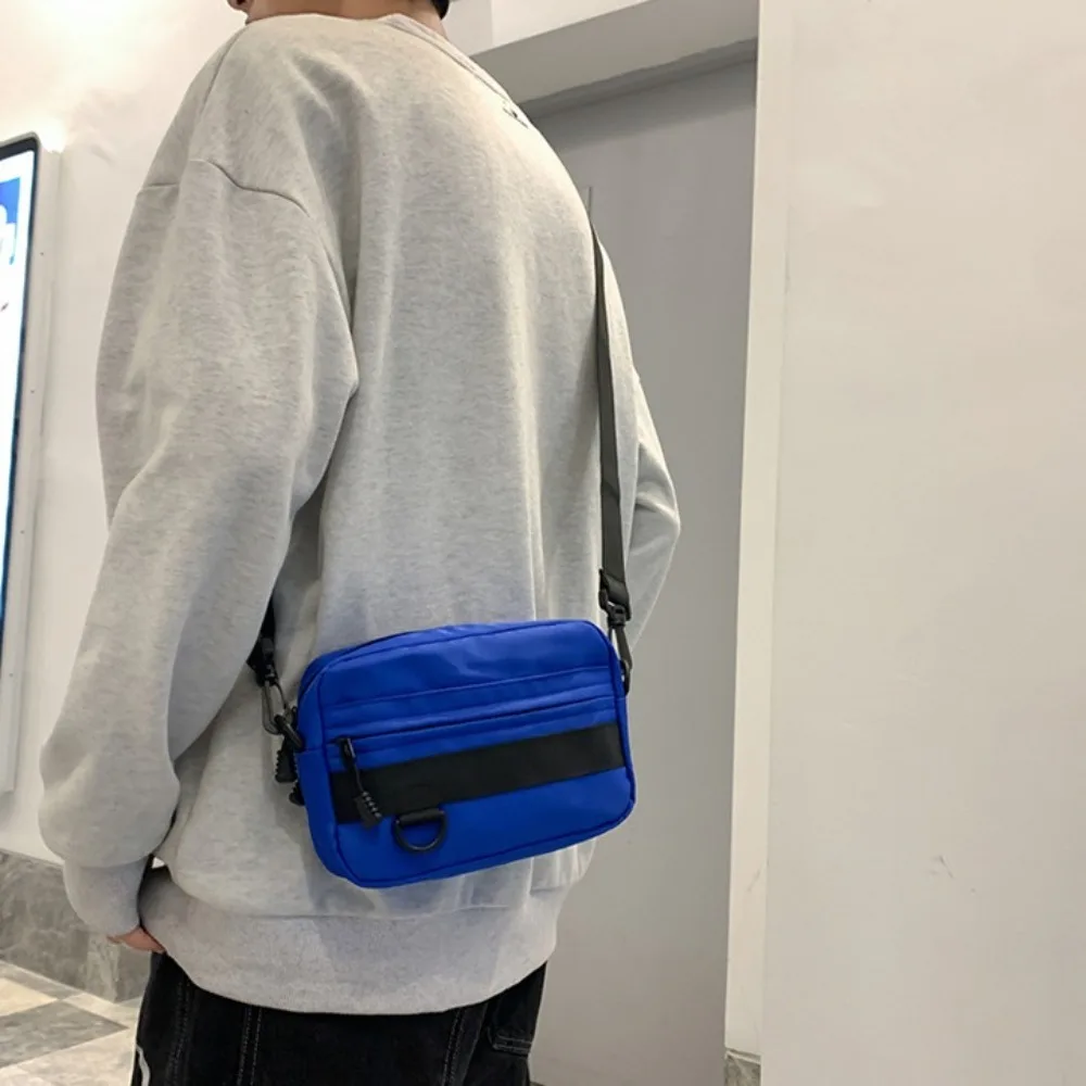 Bolsas Crossbody leves para homens, monocromáticas, portáteis, esportivas, telefone, zíper, quadrado, nylon, mensageiro, escola, moda, casual