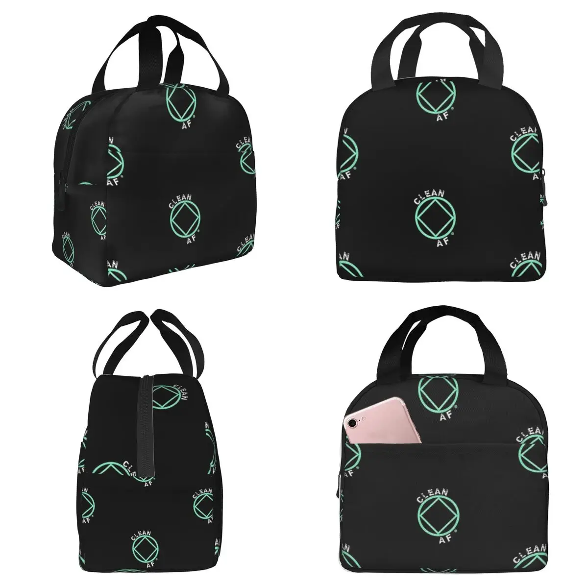 Clean AF Distressed Narcotics Anonymous AA Gift Insulated Lunch Bag for Women Office Cooler Thermal Food Box Tote Portable