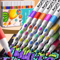 12-60 Colors Acrylic Markers Pen Set Paint Art Marker Soft Tip Pen for Children Stone Paint Ceramic Glass Wood Fabric Painting