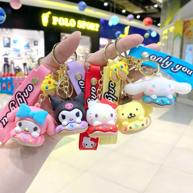 

Kawaii Sanrio брелок Аниме Фигурка Hello Kitty Kuromi Cinnamoroll милый пончик серия автомобильный брелок декоративные игрушки подарки на день рождения