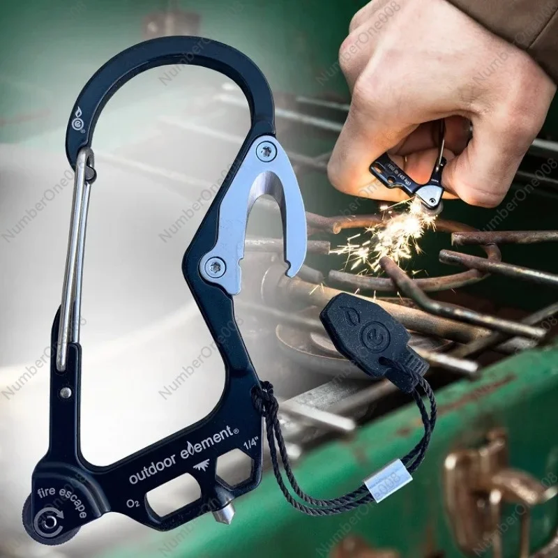 Firebiner full-featured carabiner aluminum alloy outdoor portable ignition tool, a multi-purpose hook