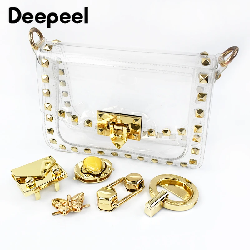 1Pc Deepeel Gold Metal Bag Lock Buckle Turn Twist Locks Snap Clip Closure Latch Handbag Purse Replace DIY Hardware Accessories