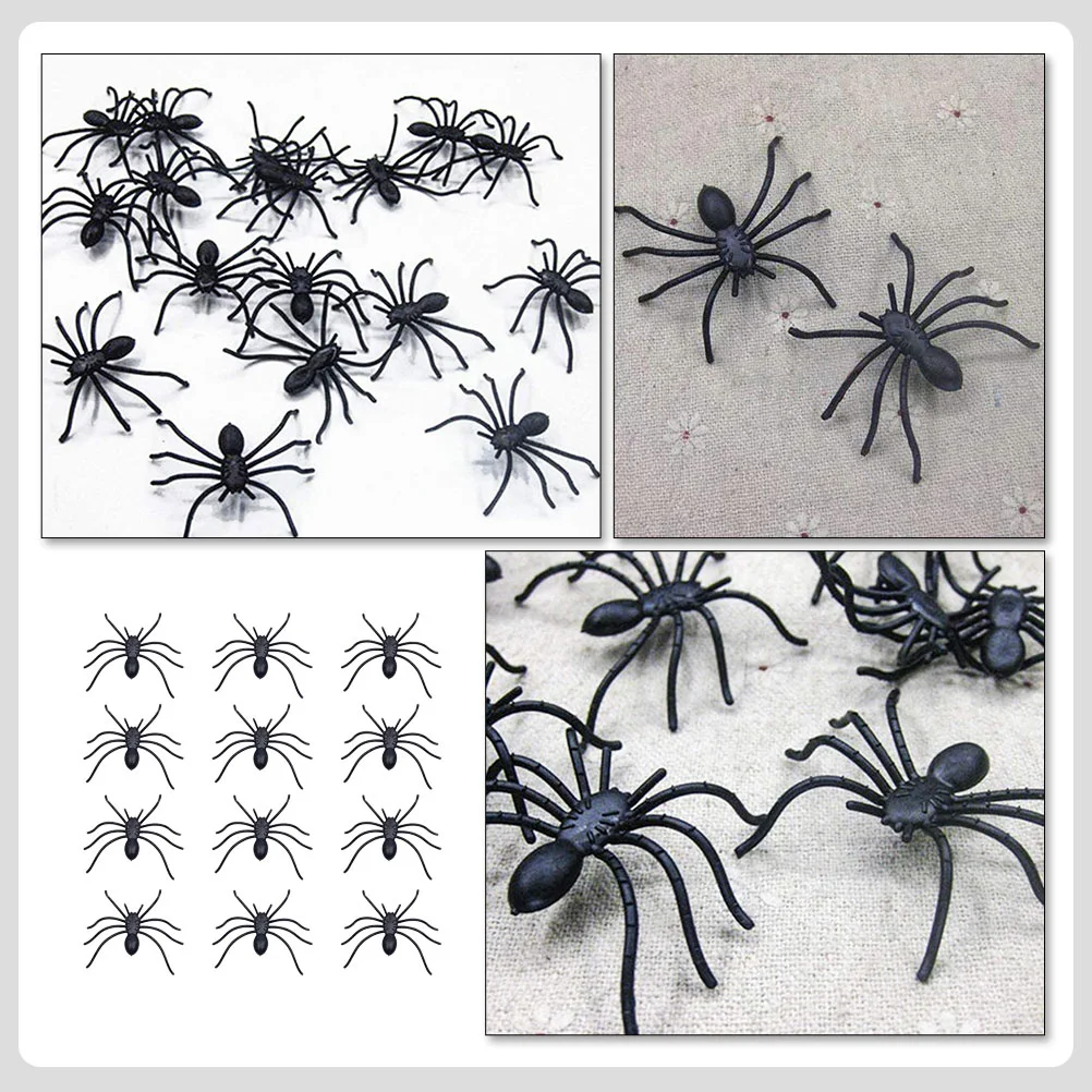 30 Pcs Soft Spider Toy Bedroom Decorations Scary Spiders Halloween Adornments Decors Black Plastic Hanging Home Ornaments Toys