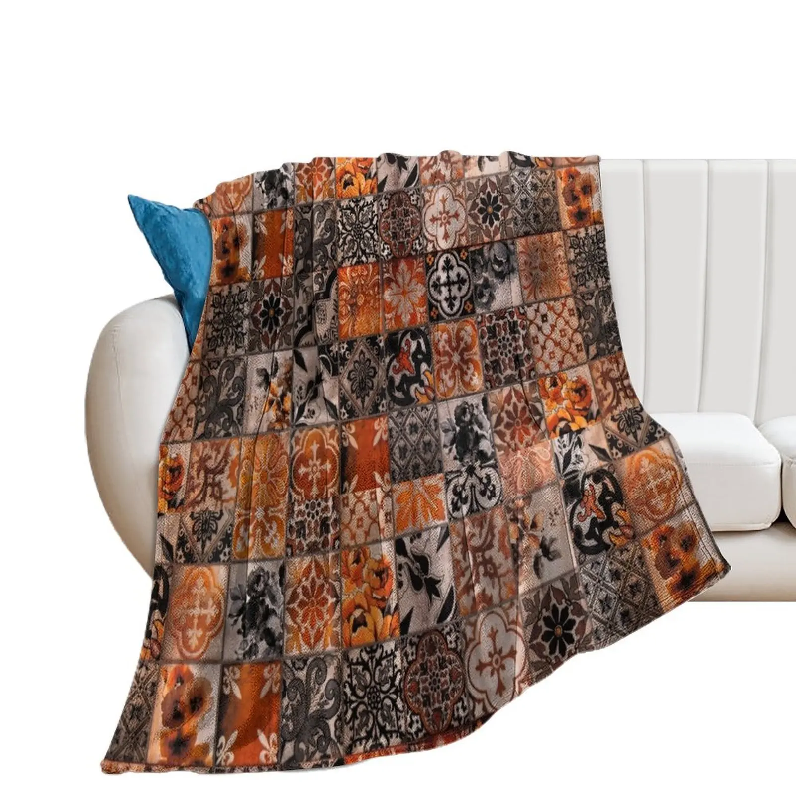 

Ancient brick pattern design with gold ,orange, black and white colour . Throw Blanket funny gift decorative Blankets