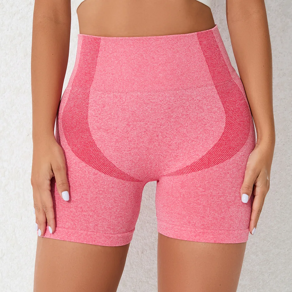 Women's Seamless Sports Fitness Shorts High Waist Sports Tights Sports Butt Lifting Shorts