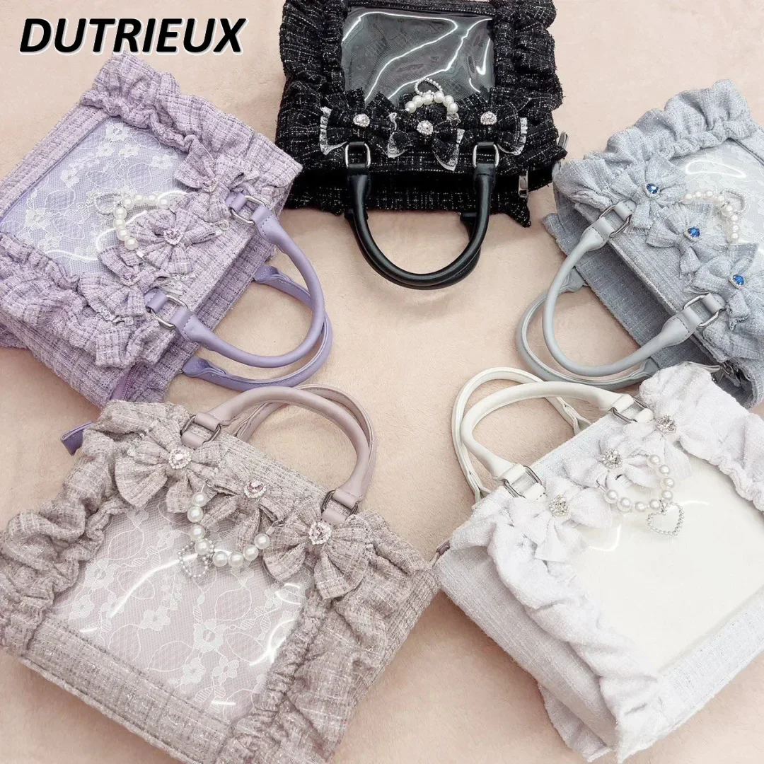 Spring Autumn Ruffled Women\'s Bags Sweet Cute Elegant Portable Crossbody Bag Japanese Style Sweet Cute Handbags for Lady