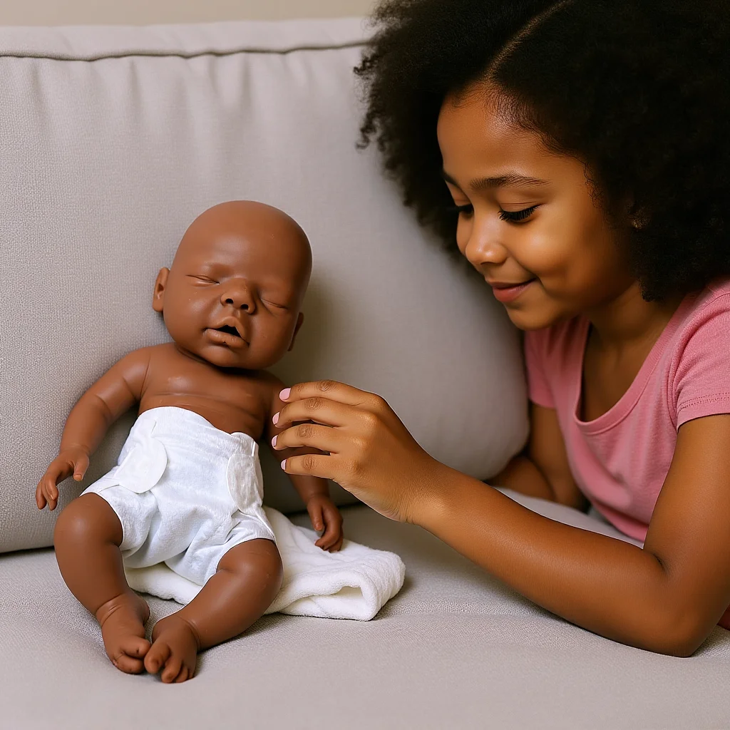 

10 Inch chocolate skin tone Silicone Reborn Girl Handmade Bebe Unpainted Newborn Doll For Children Gifts