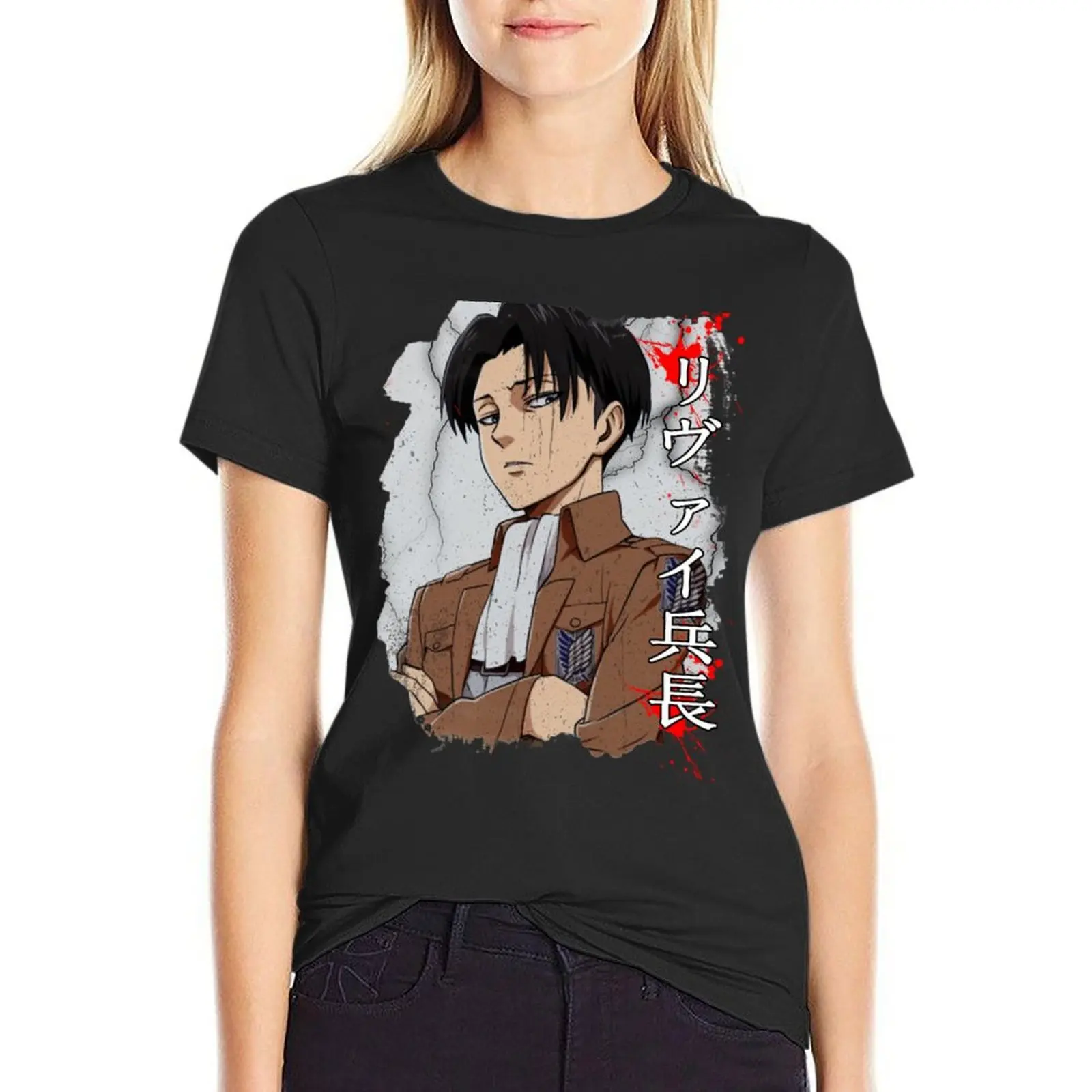 Levi Ackerman T-Shirt summer clothes cute tops kawaii clothes cropped t shirts for Women