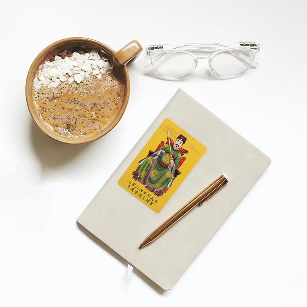 

2Pcs Traditional Chinese Amulet Card Blessing Fengshui Decorative Protection Card for Notebook Account Book Handbag