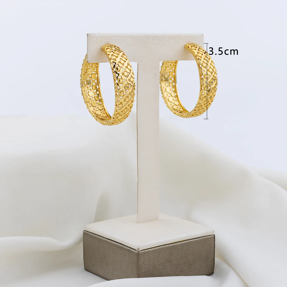 4set Gold Farbe Creolen für Frauen Exquisite Mode Runde Hohl-out Hochzeit Kupfer Ohrringe Engagement Schmuck Zubehör – Detail 14