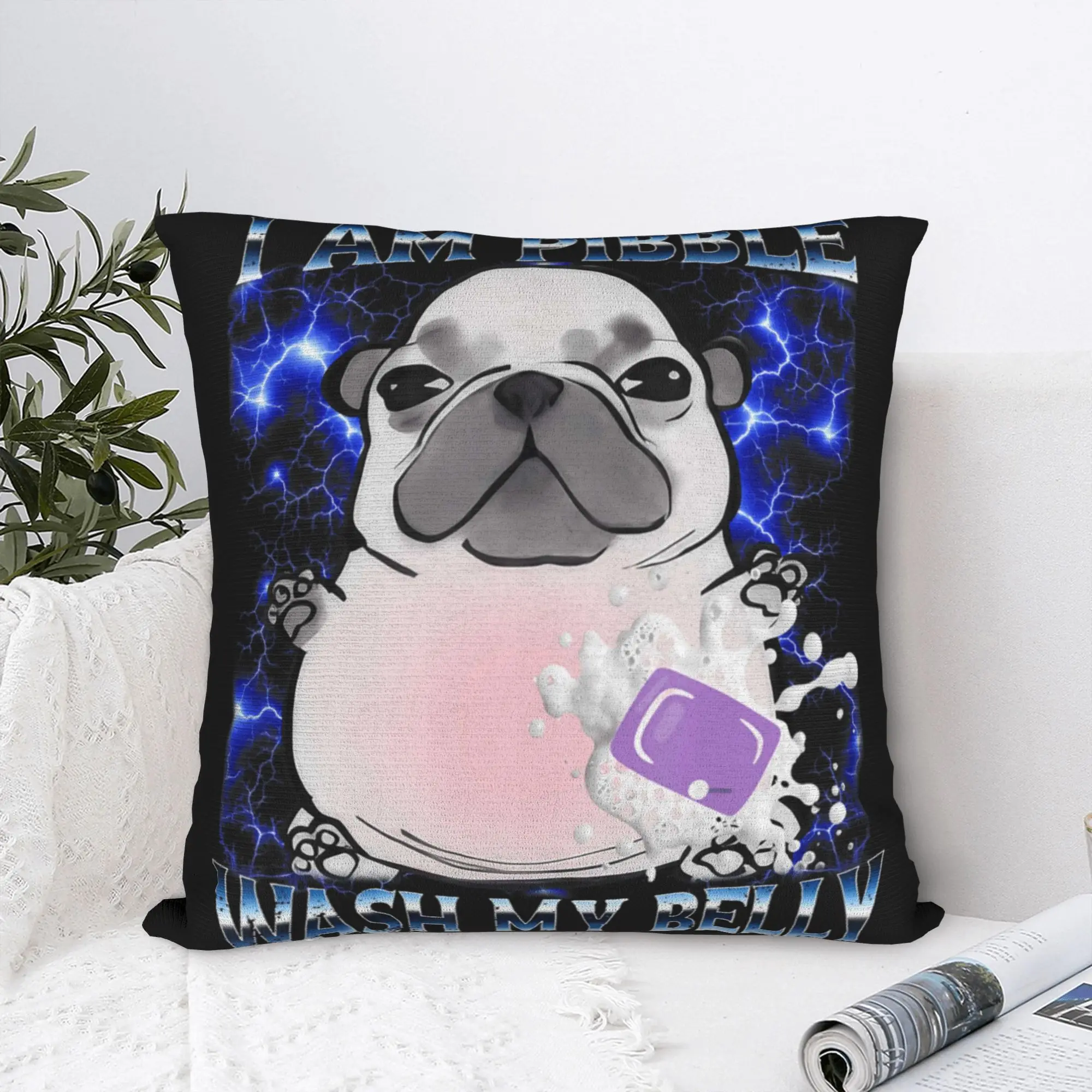 Dog Pitbull Animal Pibble Meme Cute Funny Humor Art Pillow Cover  Soft Cushion Cover Retro Trendy Pillow Case For Car Home Decor