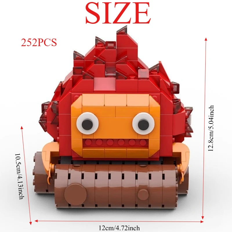 

252PCS Walking Castle Building Kit - MOC-Compatible Fantasy Model with Flame Spirit for Adults & Teens, DIY Collector's Gift