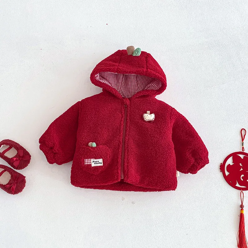 

Girls' Hooded New Year's Clothing 2025 New Winter Baby Chinese Style Cute Cotton Clothing Children's New Year Cotton Clothing