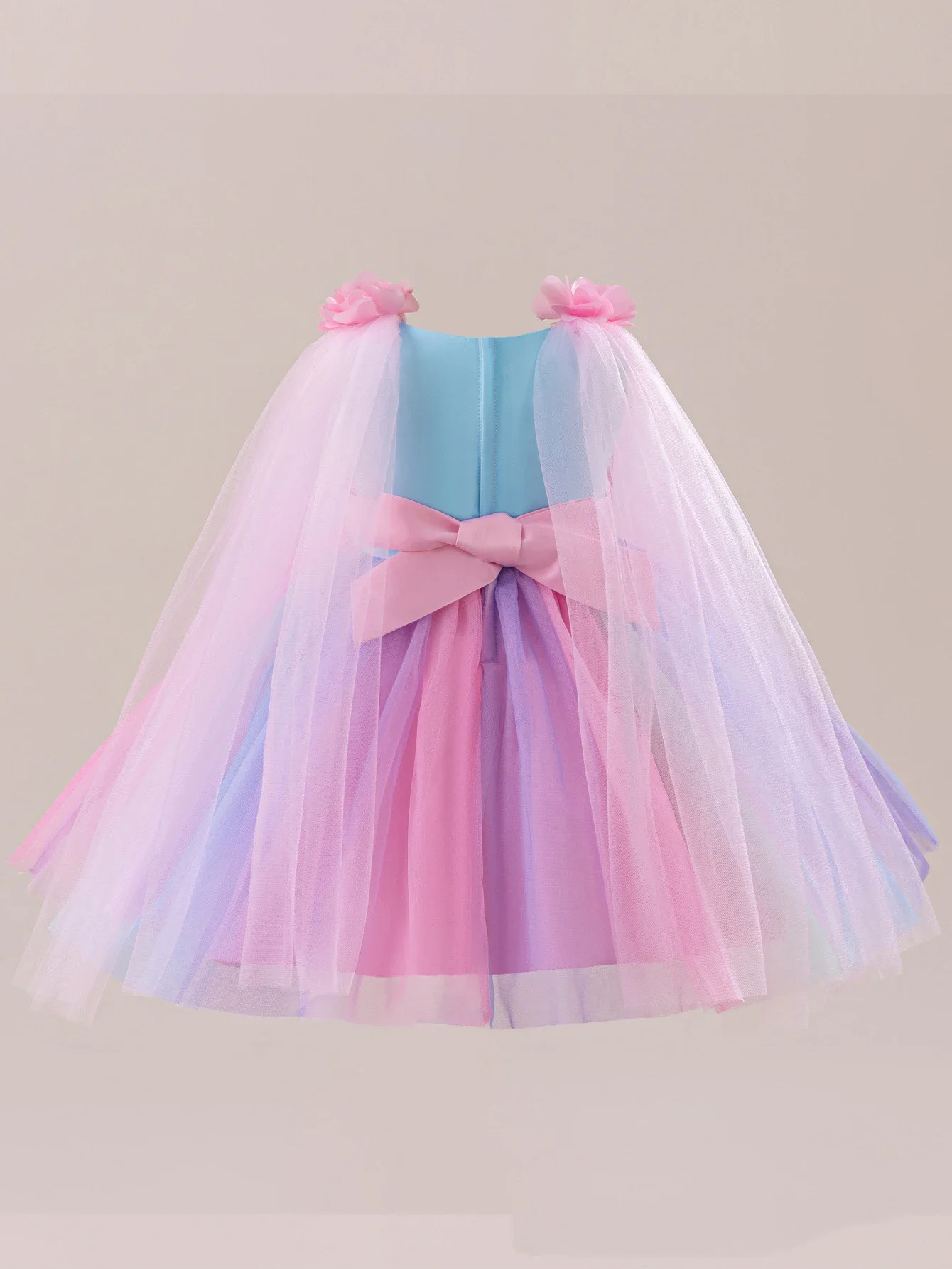 Princess Dress for Girls Summer Blue Gradient Rainbow Children's Birthday Ball Gown Little Girl Costume 3-10 Years