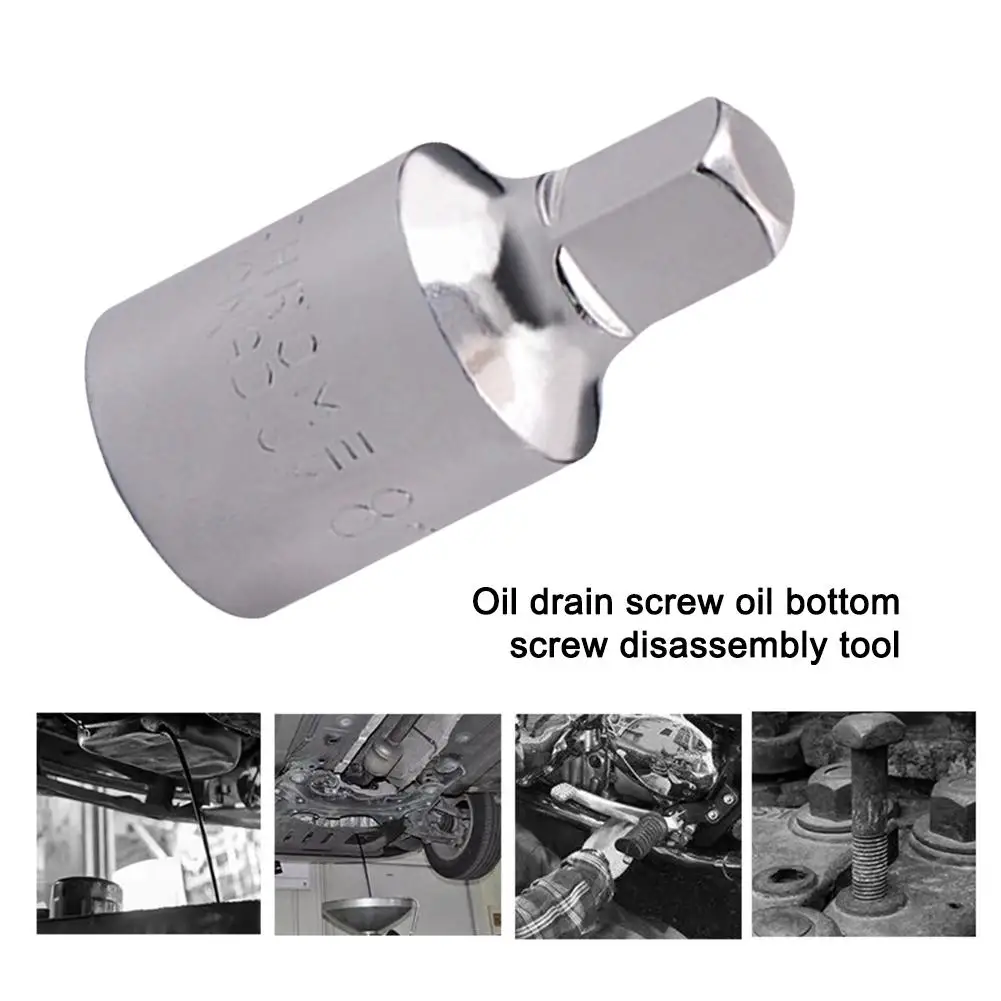 8mm Square Oil Sump Drain Plug Key Tool Alloy Steel Silver Bolt Socket Tool For Renault Peugeot X5J9