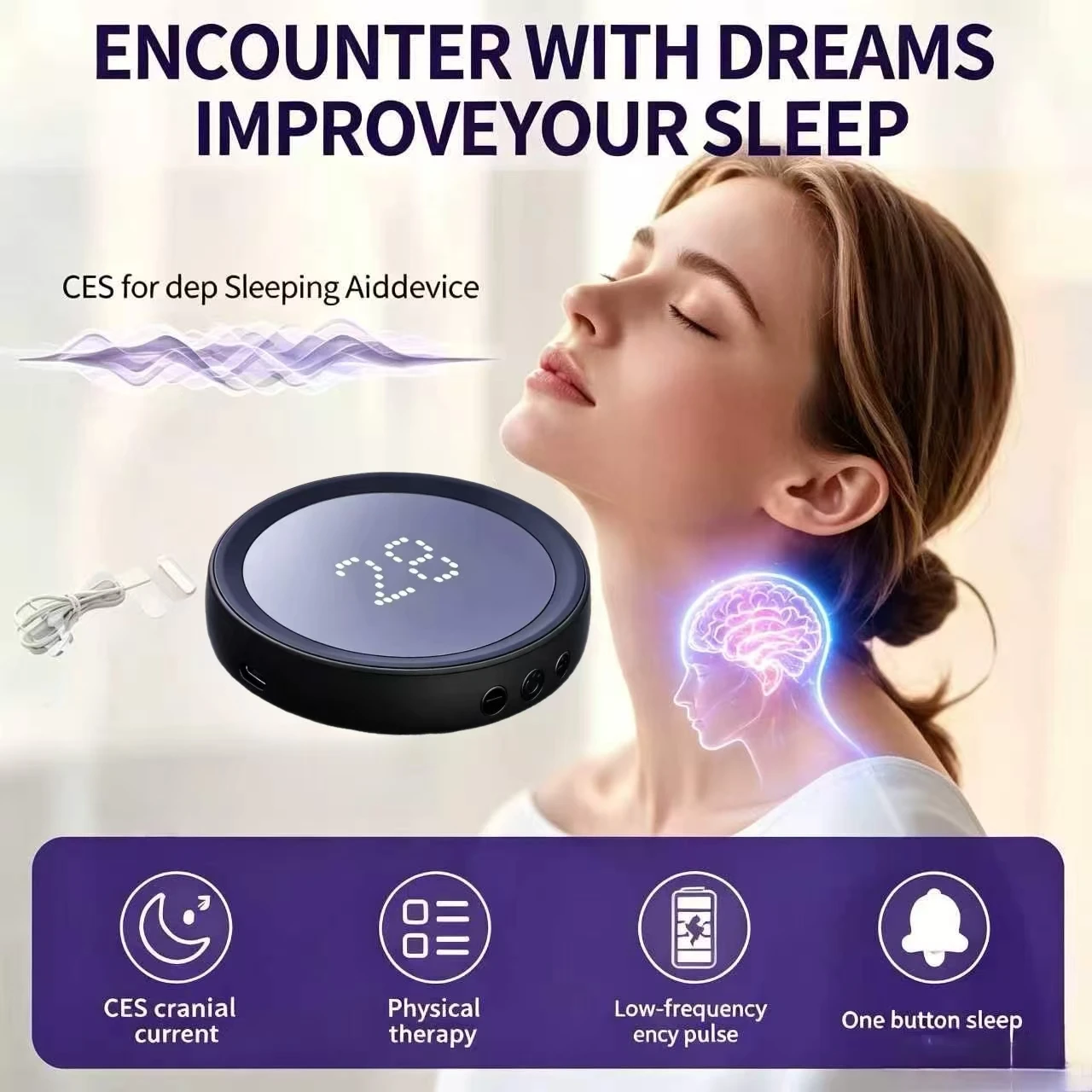 Ear Clip CES Sleep Aid Device, Microcurrent Pulse Therapy for Insomnia Anxiety, Fast Headache Relief & Deep Sleeping Support