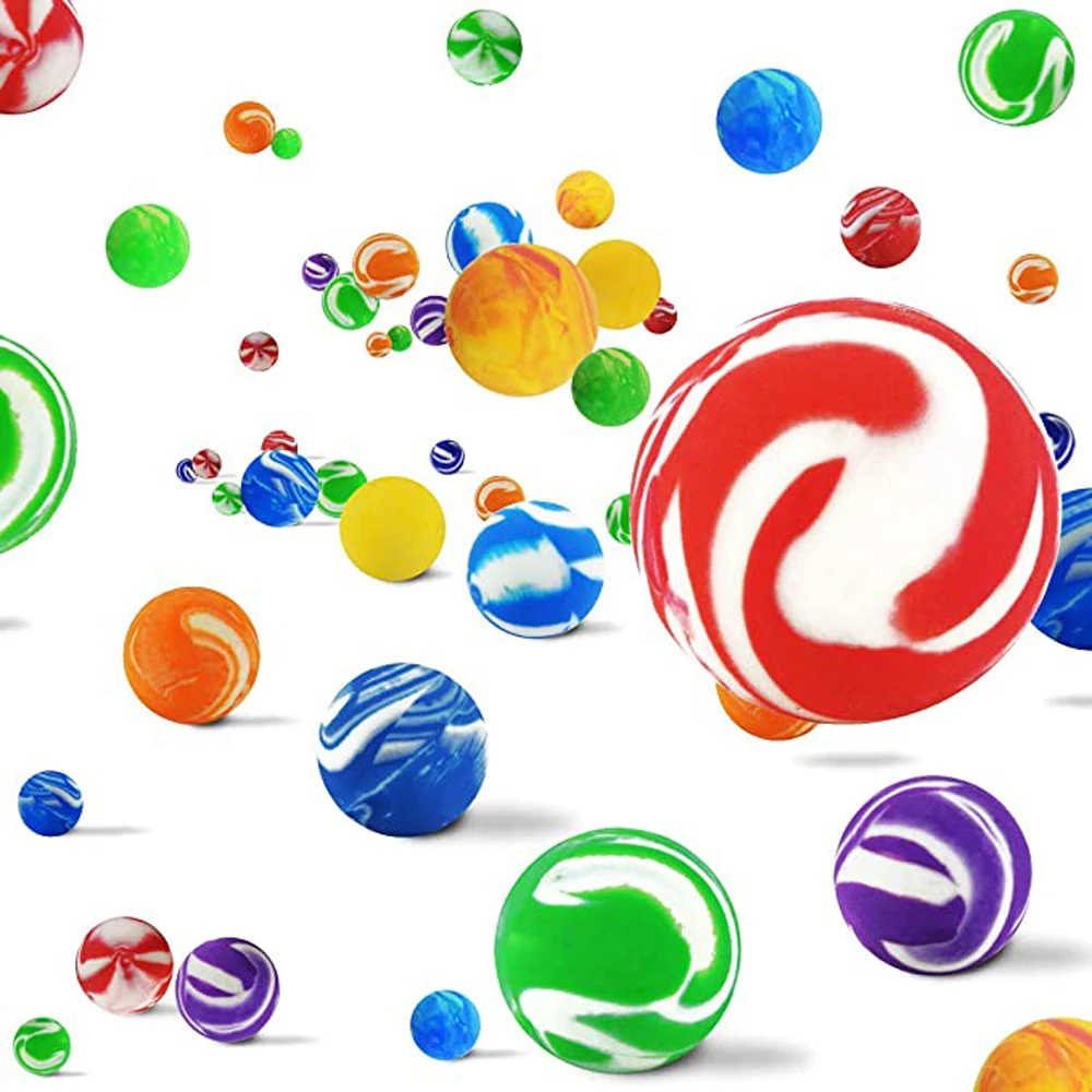 ของเล่นของเล่นตลก Elastic MINI สําหรับเด็กที่มีสีสัน Swirl Bouncing Balls Bouncing Balls ลูกยางลูกกระโดด