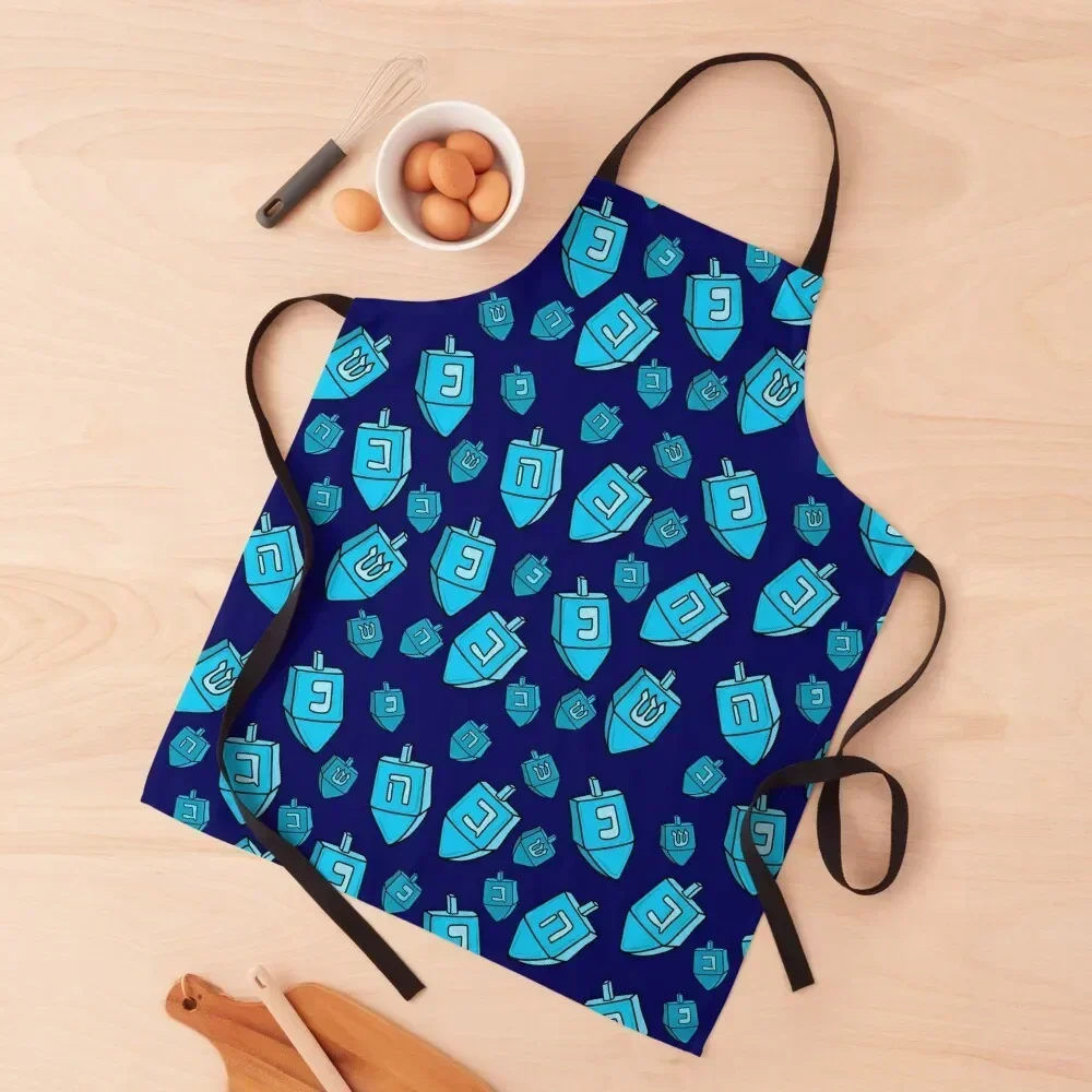 Blue Hanukkah Dreidel Pattern, made by EndlessEmporium Apron Kitchen Items japanese woman kitchen gadgets Apron