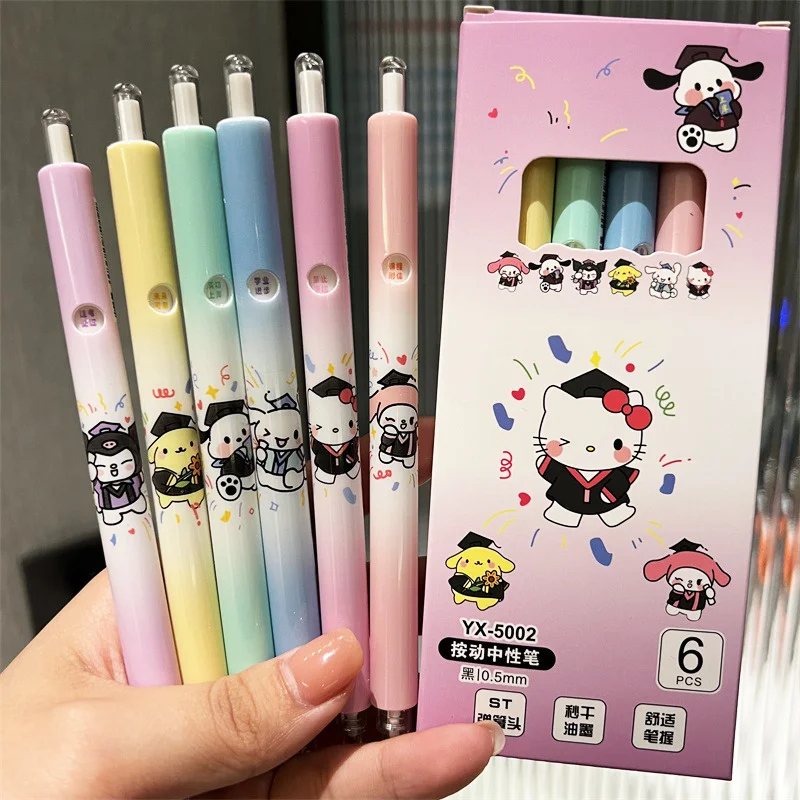 

48pcs/ лот Sanrio Kuromi мелодия Kitty Gel Pen милый Pochacco 0.5mm черные чернила нейтральные ручки рекламные школьные принадлежности офиса