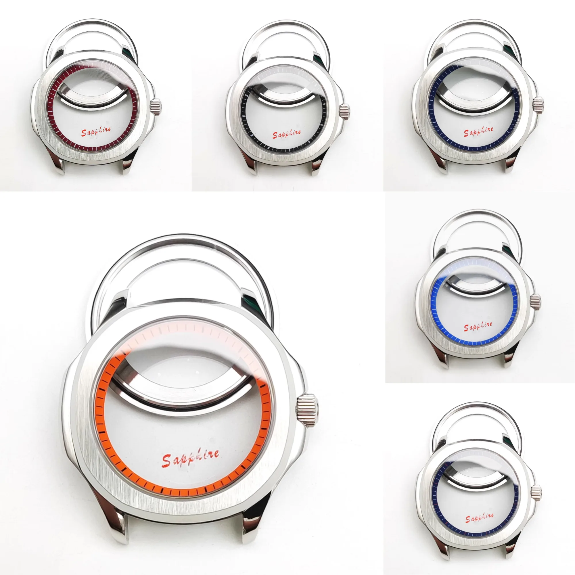 Модные аксессуары для часов NH35, серебряный корпус 42 мм, ремешок из нержавеющей стали, двойная пряжка-бабочка, подходит для механизма NH35/34.