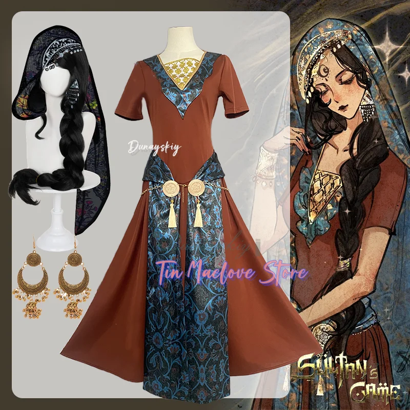 

Костюм для косплея Maggie, платок, халат, металлические аксессуары, игровой наряд Султана для женщин, карнавальный полный комплект на Хэллоуин