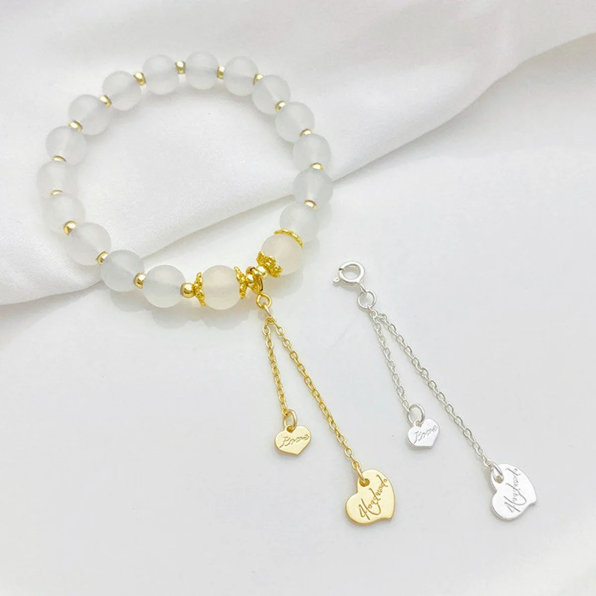 14K Gold Plated Letter Tag & Heart Plate Tail Chain With Spring Clasp Small Dangle Chain DIY Bracelet Jewelry Making Supplies