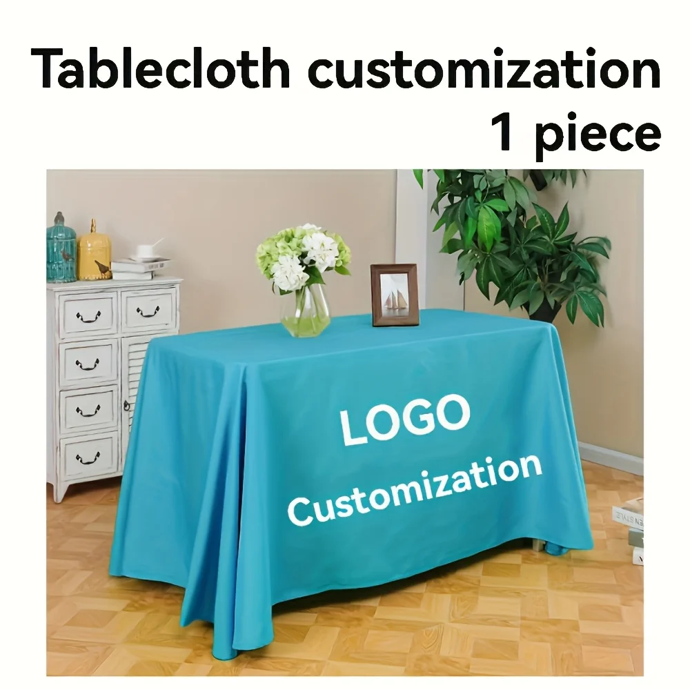 1pc Custom Photo Tablecloth Personalized Upload Image Text Logo Polyester Rectangular Table Cover Washable Dining Wedding Decor - view 3