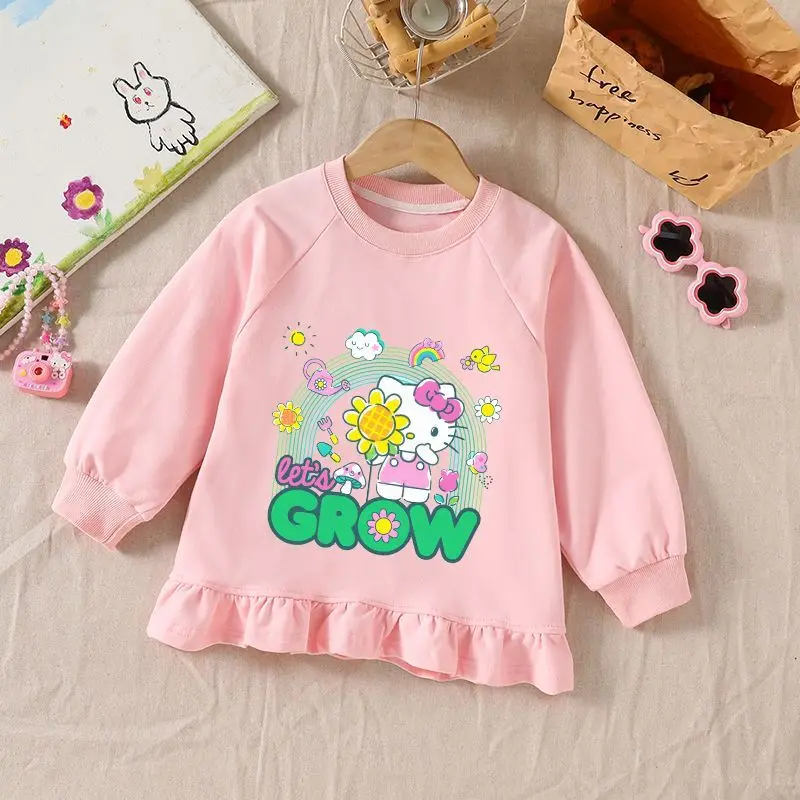 

Kawaii Hello Kitty Sanrio Students Cute Cartoon Comfortable Sportswear Children Warm Hoodie Blouse Christmas Gifts for Kids