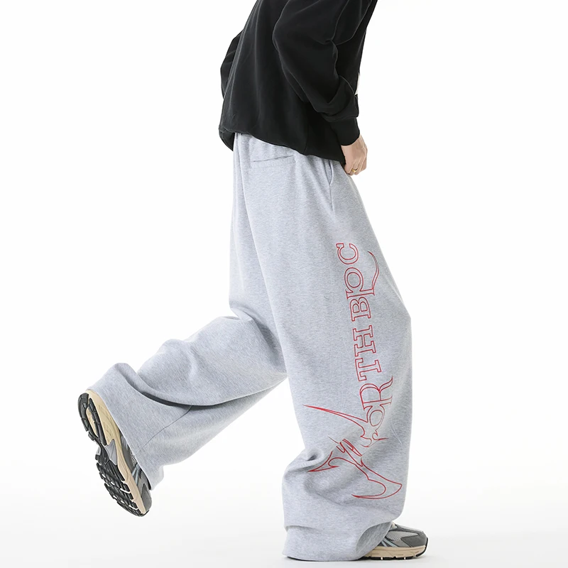 LUZHEN التطريز إلكتروني نمط فضفاض مستقيم الرياضة Sweatpants الرجال 2025 جديد جودة عالية مرونة الخصر سراويل تقليدية JY4437