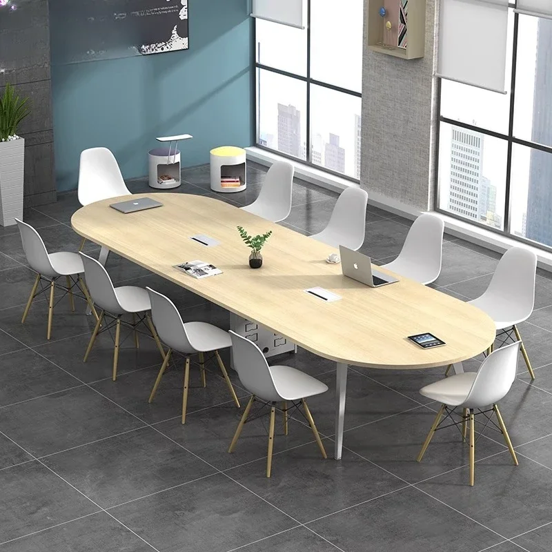 

Simple office light luxury small conference table long table and chair combination simple modern oval 681012 people