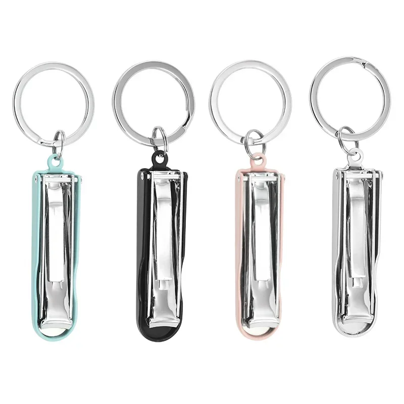 Macaroon Series Color Nail Clippers Ultra-thin Folding Portable Carbon Steel with Keychain Small Nail Clipper with Nail File