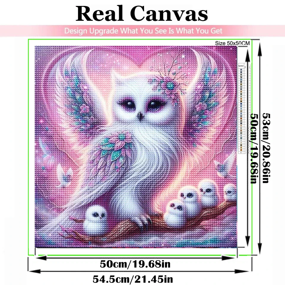 눈 올빼미 엄마와 아기 DIY 다이아몬드 페인팅 크로스 스티치 키트, 귀여운 새 동물, 풀 스퀘어 라운드 다이아몬드 모자이크, 홈 장식  / 수공예품 및 바느질, image size:960x960